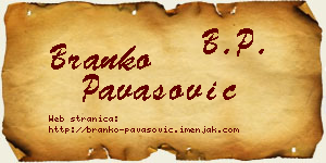 Branko Pavasović vizit kartica